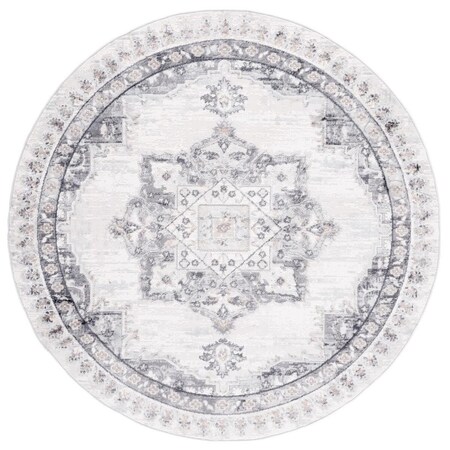Safavieh 6 ft. 7 in. x 6 ft. 7 in. Shivan Round Power Loomed Rug; Ivory & Grey SHV138F-7R